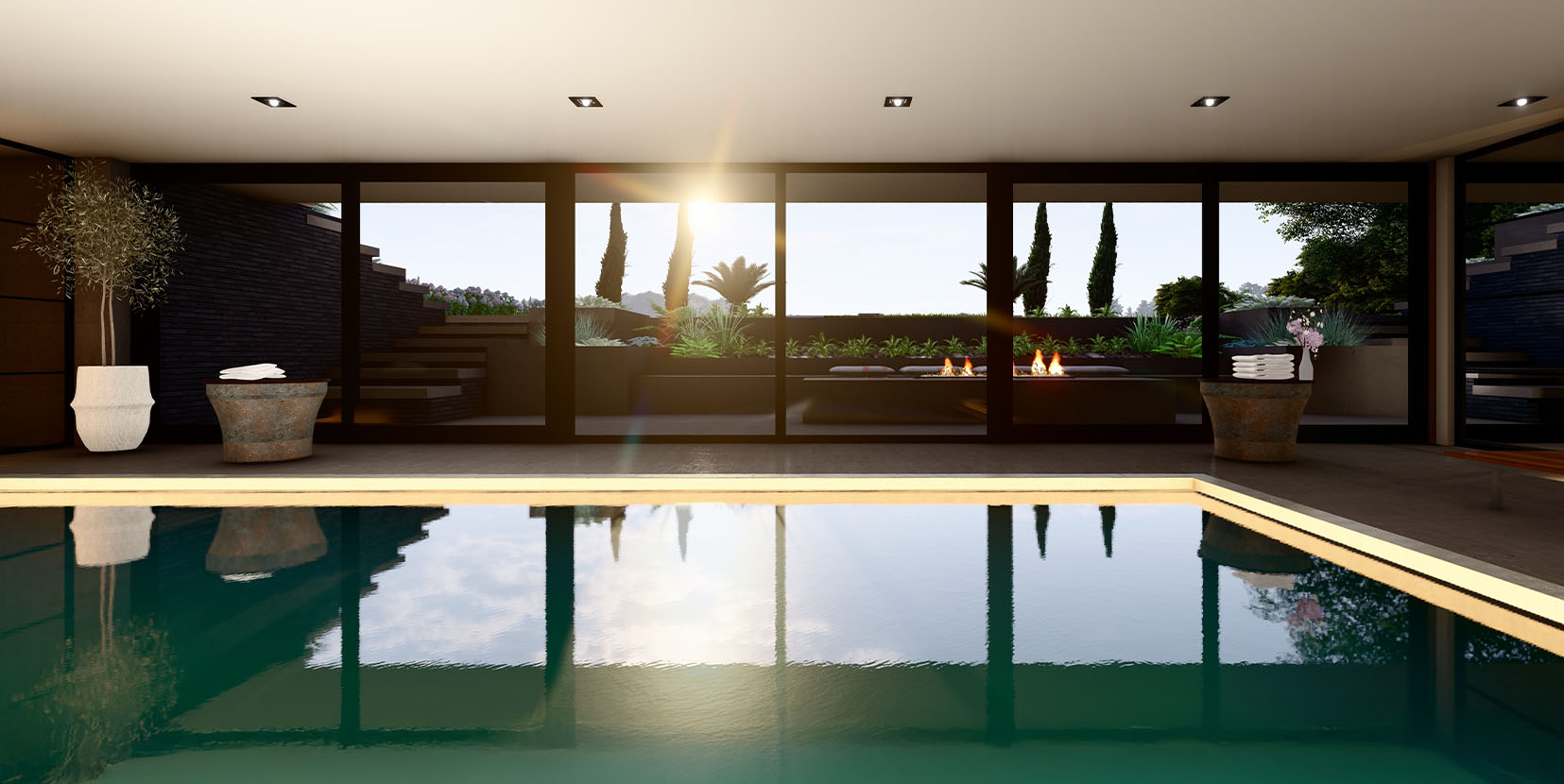 Luxe spa met binnenzwembad in de kelder
