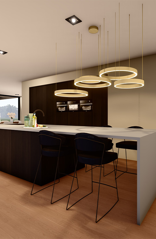 Interieur met doorkijk en hoogwaardige glazen roomdividers