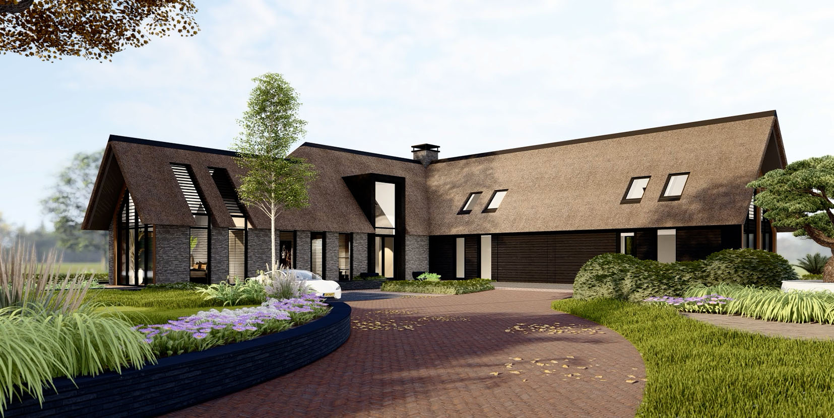 Filmisch ontworpen villa in open landschap