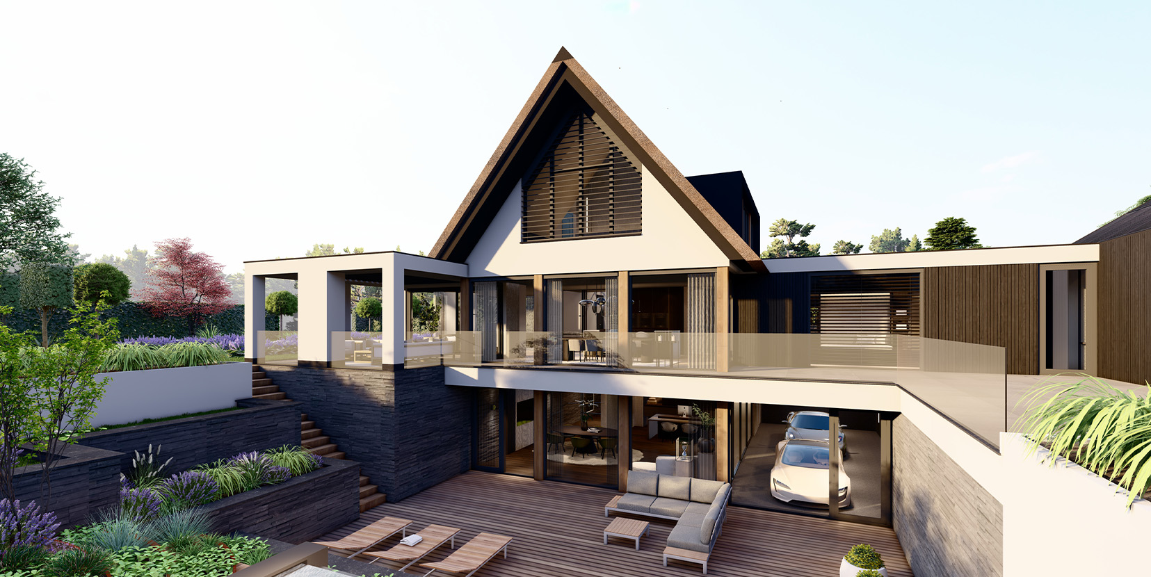Huis met rieten dak en kelder