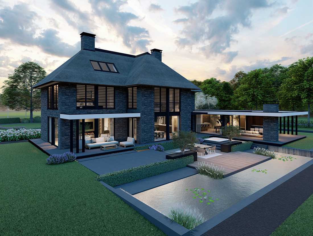 Luxe vrijstaande notariswoning met zwemvijver