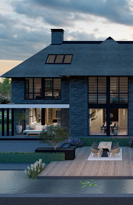 Villa rieten dak met ruime achtertuin