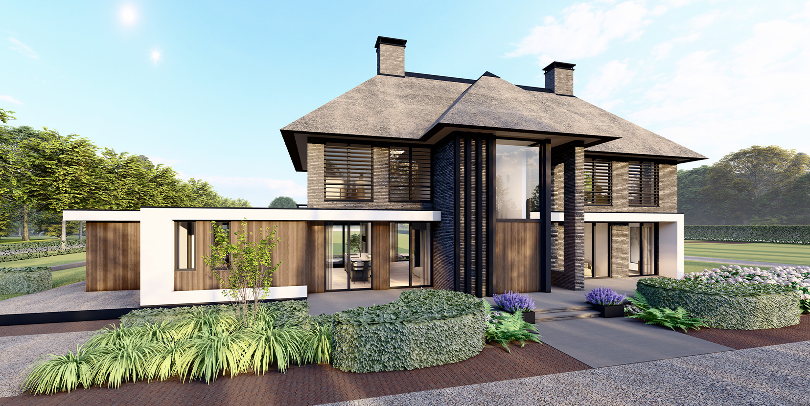 Vrijstaande notariswoning met rieten dak
