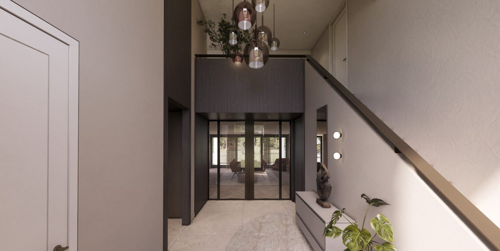 Interieurontwerp van de hal in een luxe villa