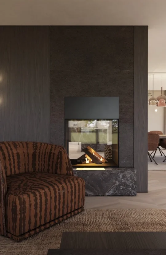 Woonkamer met doorkijkhaard