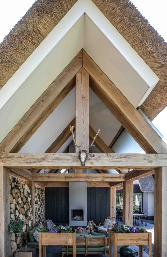 Details van een moderne landelijke villa