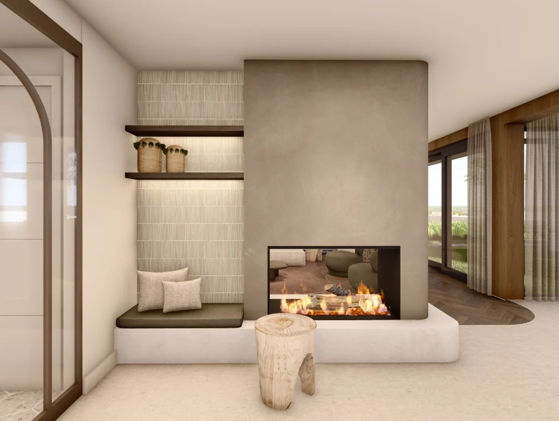Ontwerp haard met zithoek, door Bekhuis & KleinJan