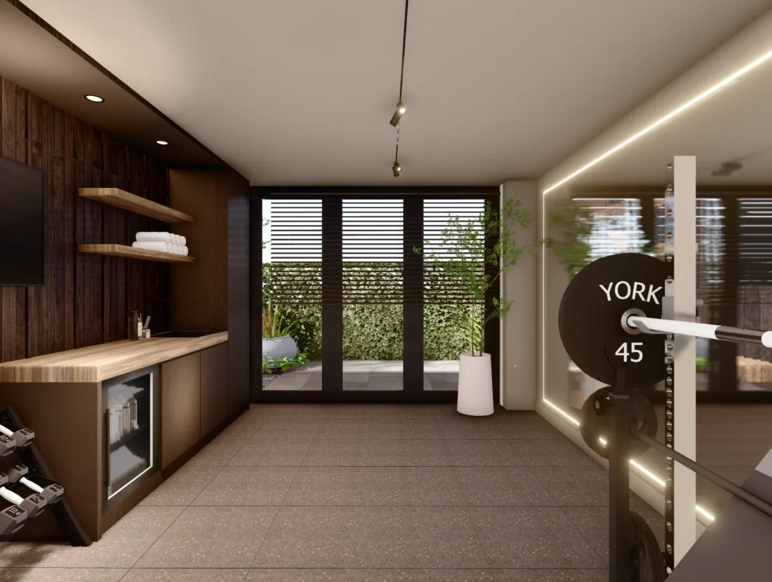 Ontwerp fitnessruimte aan huis, door Bekhuis & KleinJan